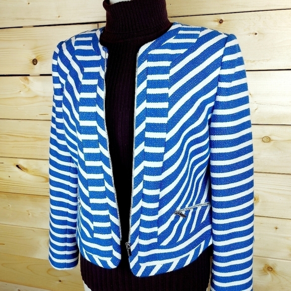 MELANIE LYNE Zip Up Blazer Fully Lined Suit Jacket Size 12 - Picture 7 of 13